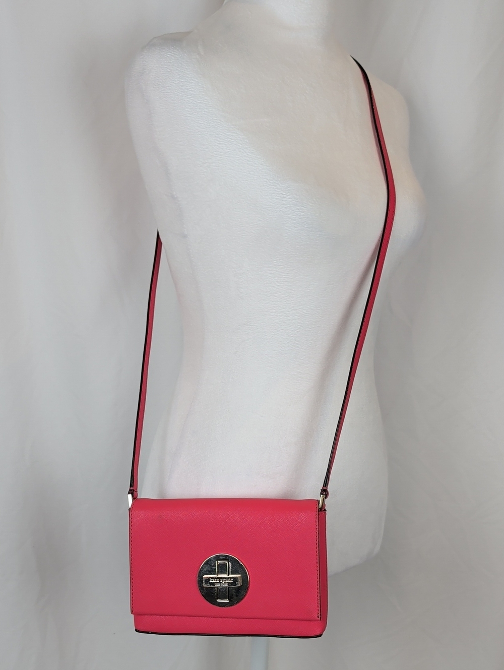 Kate Spade Hot Pink Saffiano Leather Newbury Lane Sally Crossbody Bag